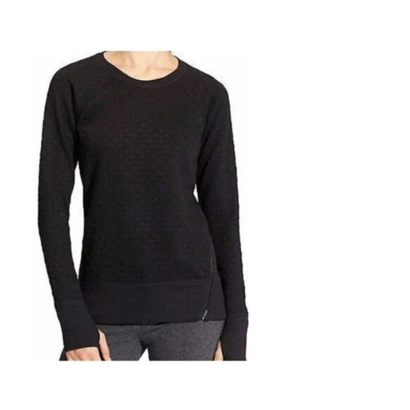 Athleta Sweaters - ATHLETA R&R Quilted Pullover Black Cozy CYA Sweatshirt Top Zippers XS